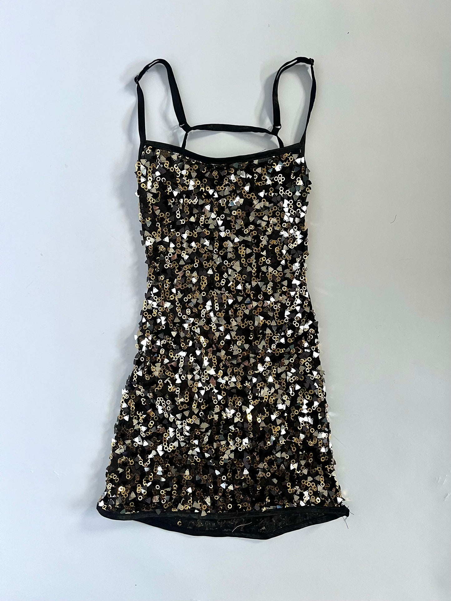 Sequin backless mesh mini dress