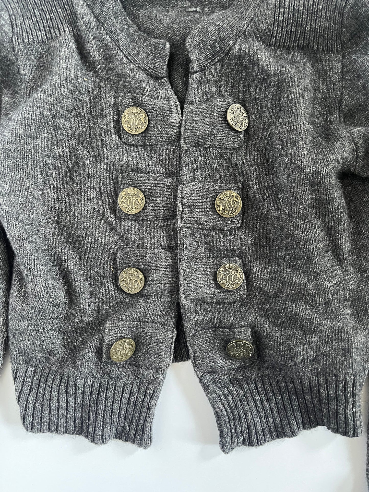 Grey military jacket knit cardigan