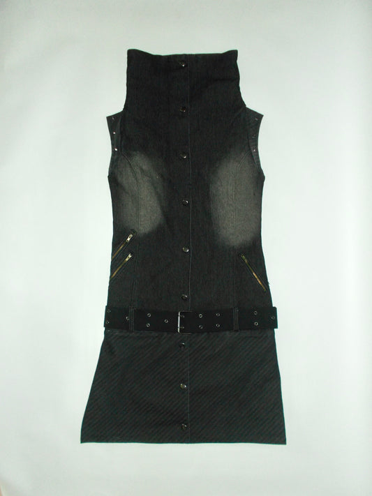 Faded charcoal denim mini dress