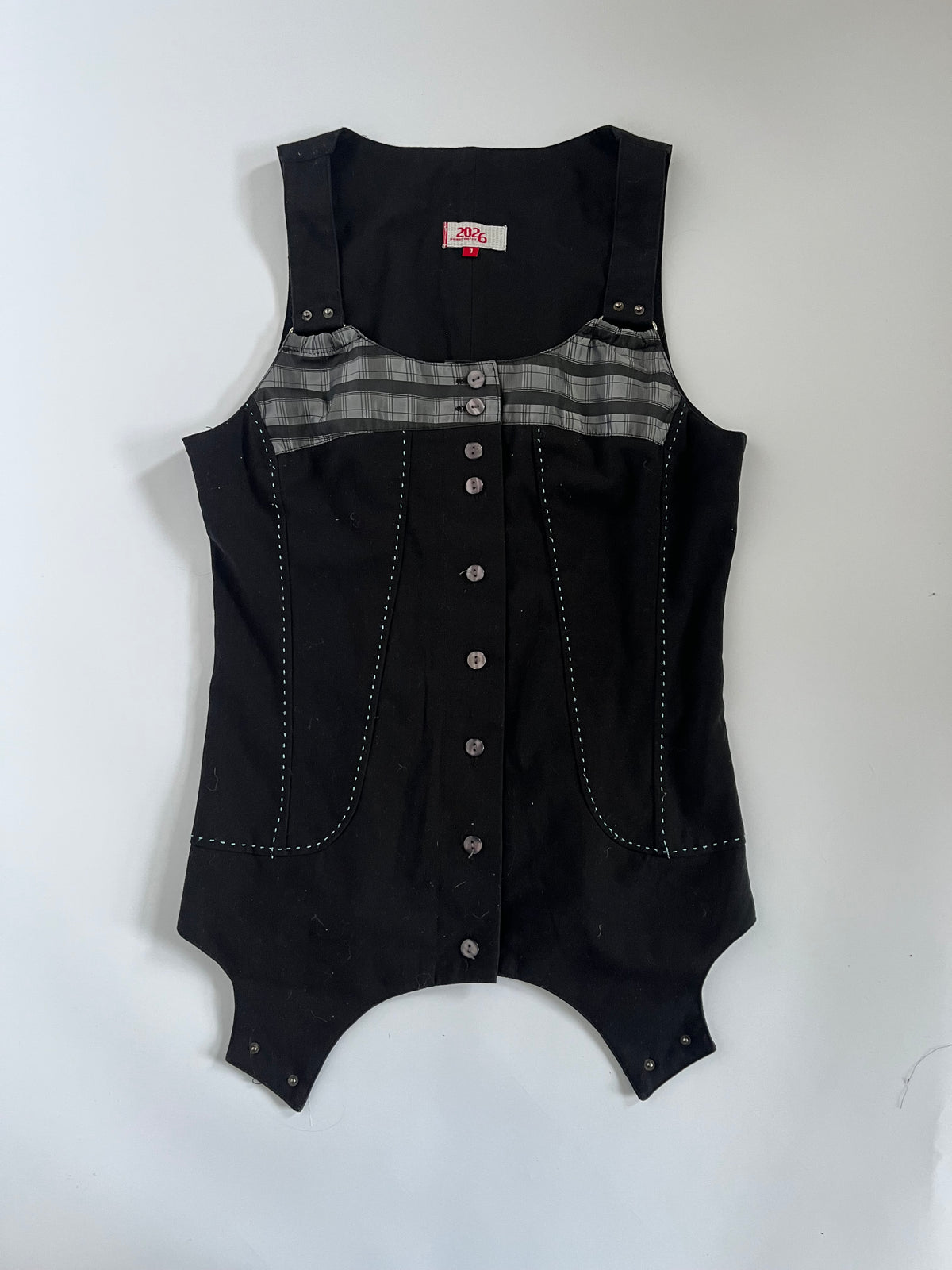 Tartan button up corset top