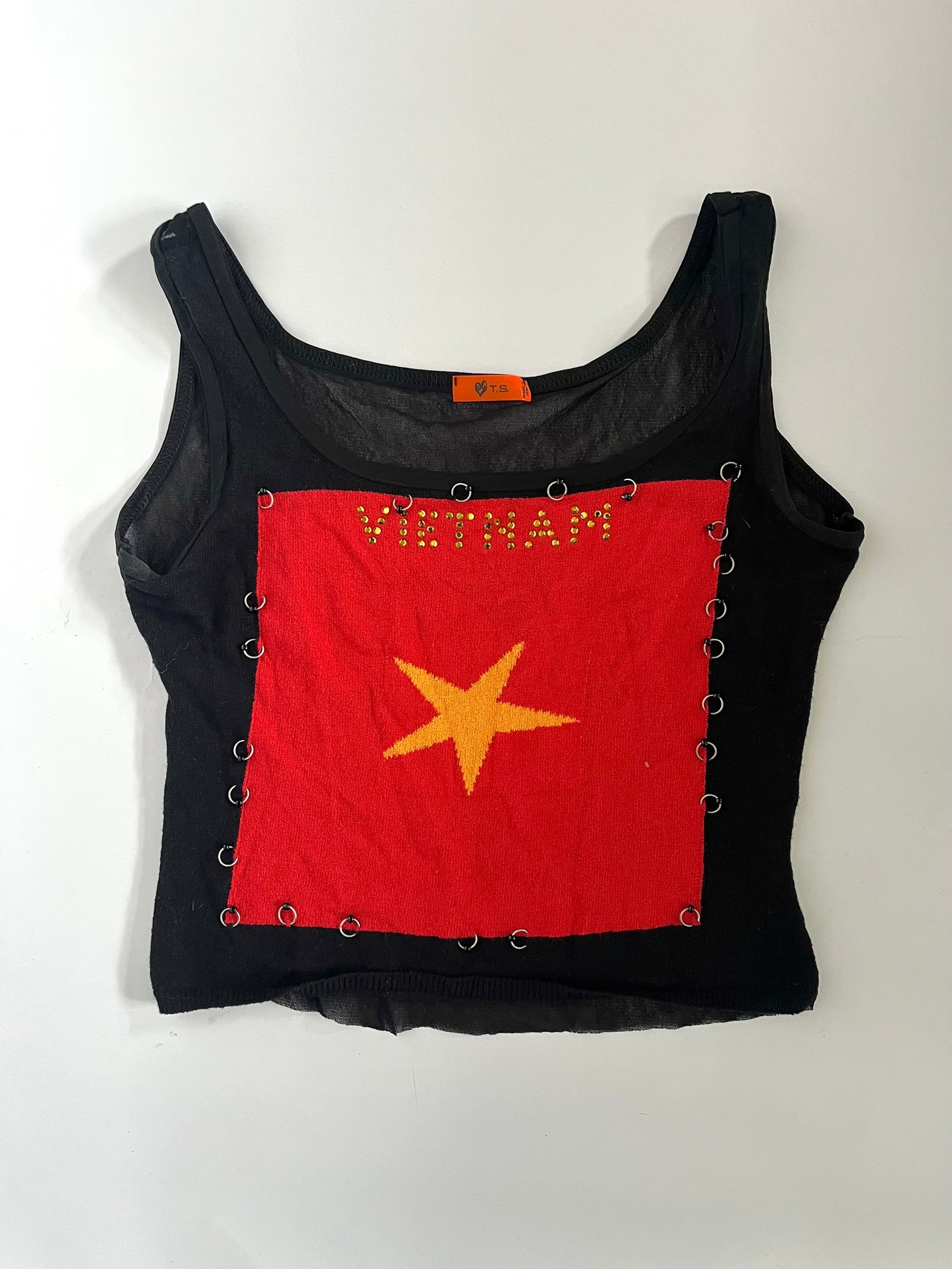 Vietnam mesh pierced tank top