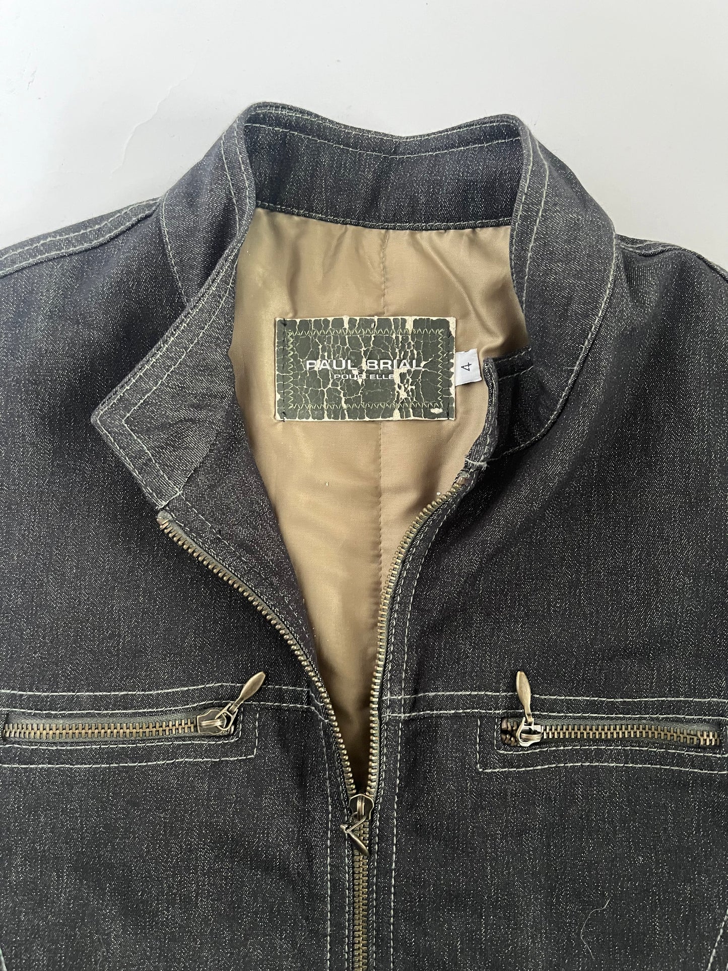Denim fur trim gilet