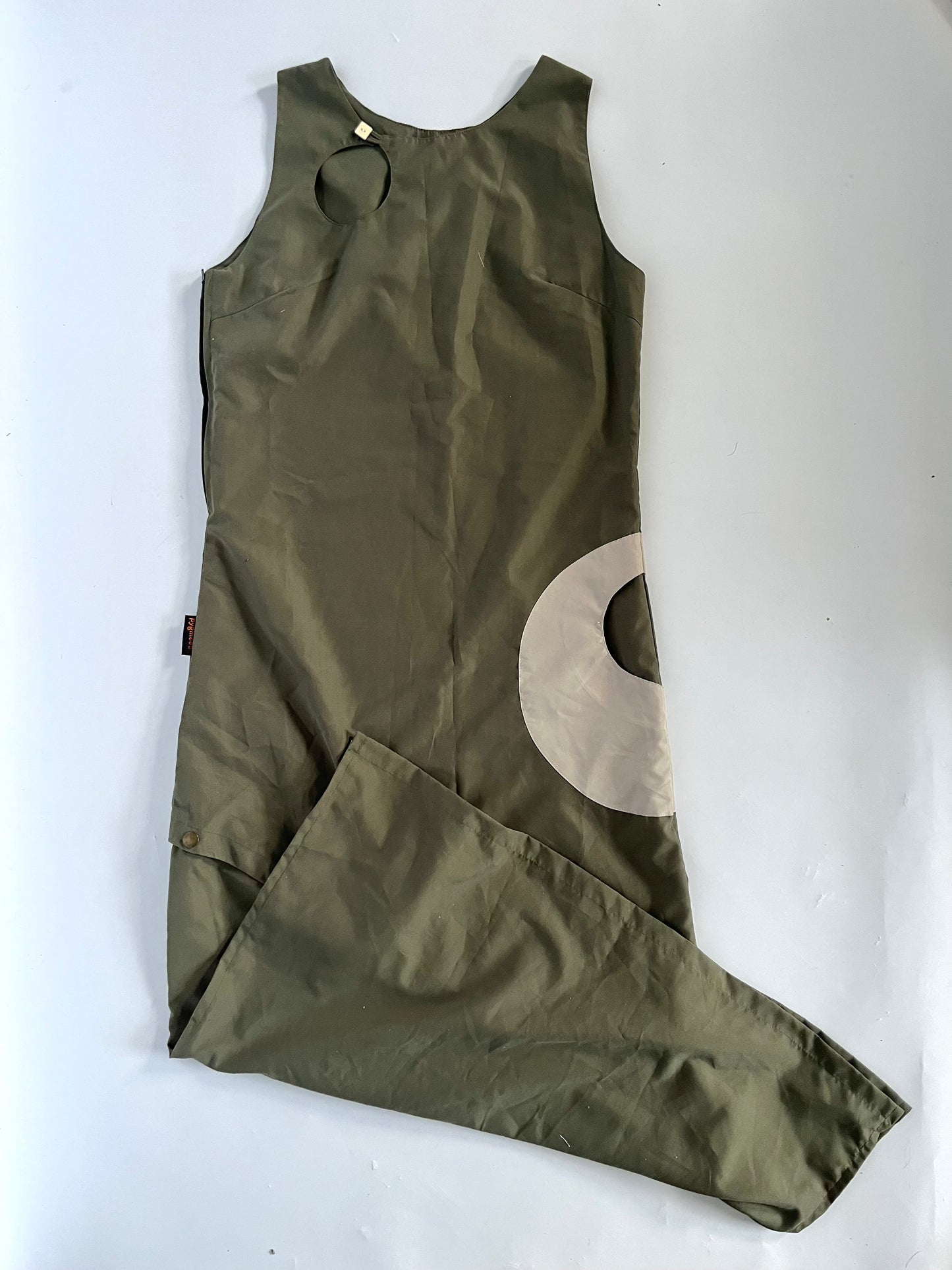 Khaki cargo adjustable maxi dress