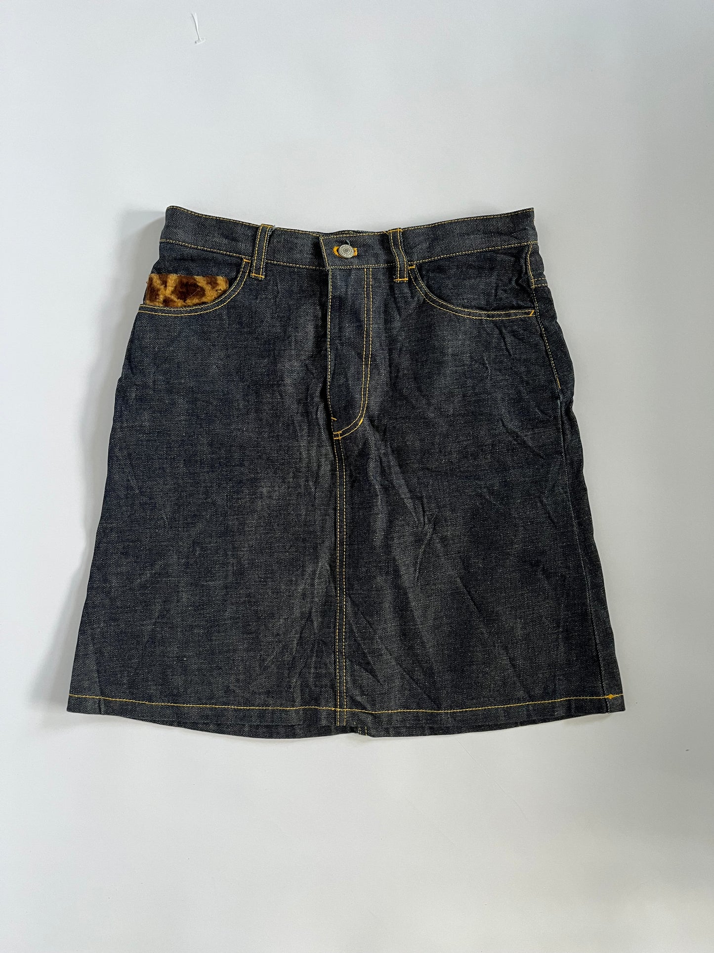 Japanese giraffe knee length denim skirt