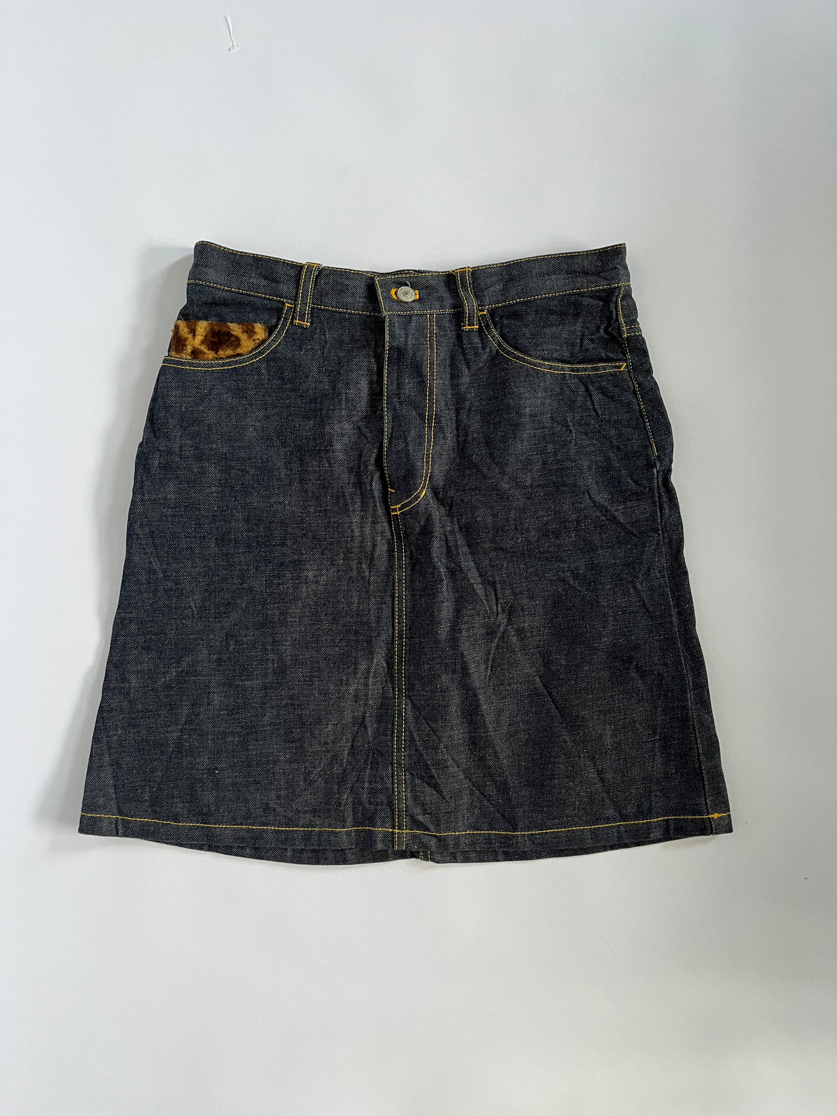 Japanese giraffe knee length denim skirt