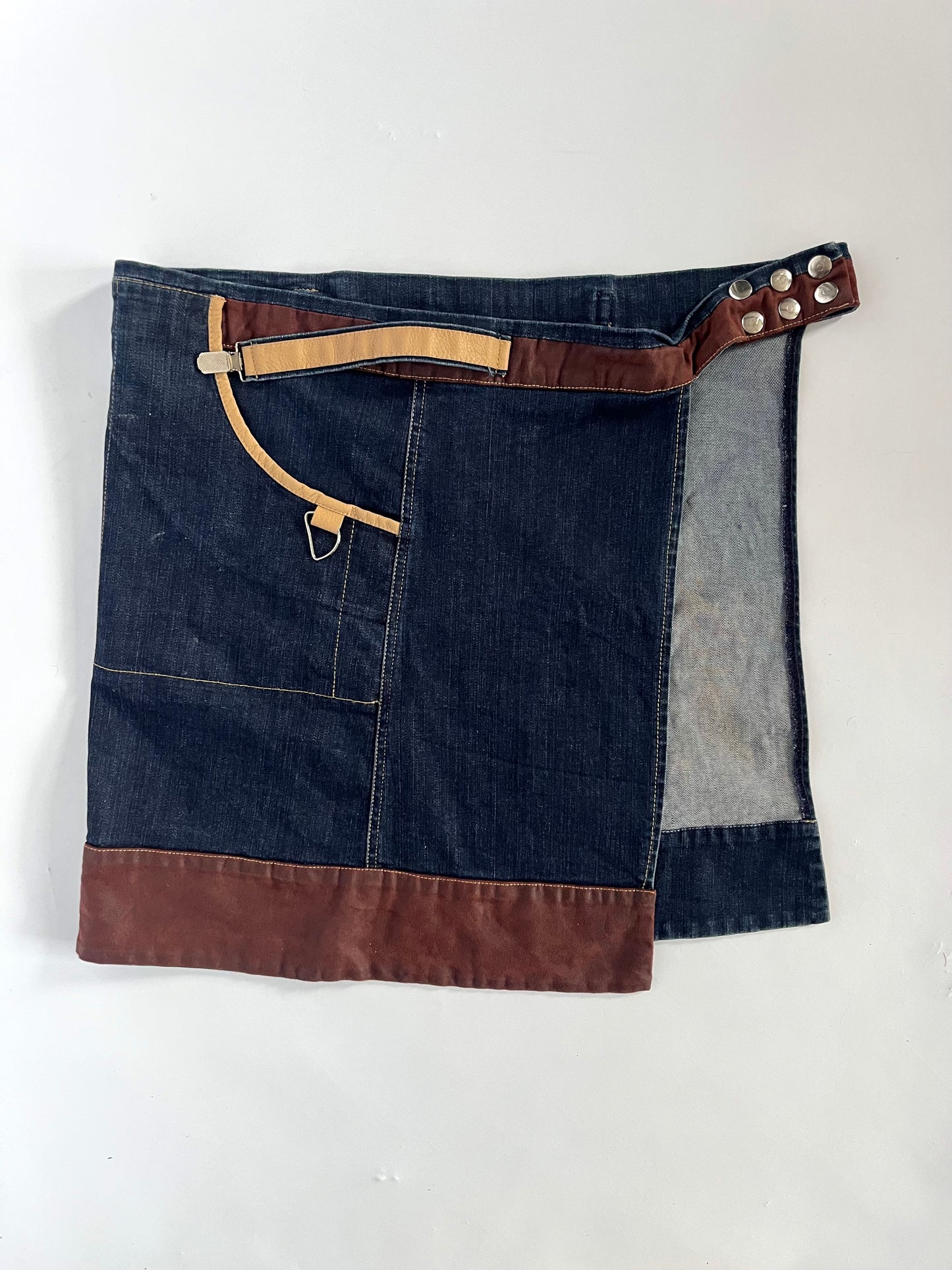 Denim utility belt skirt