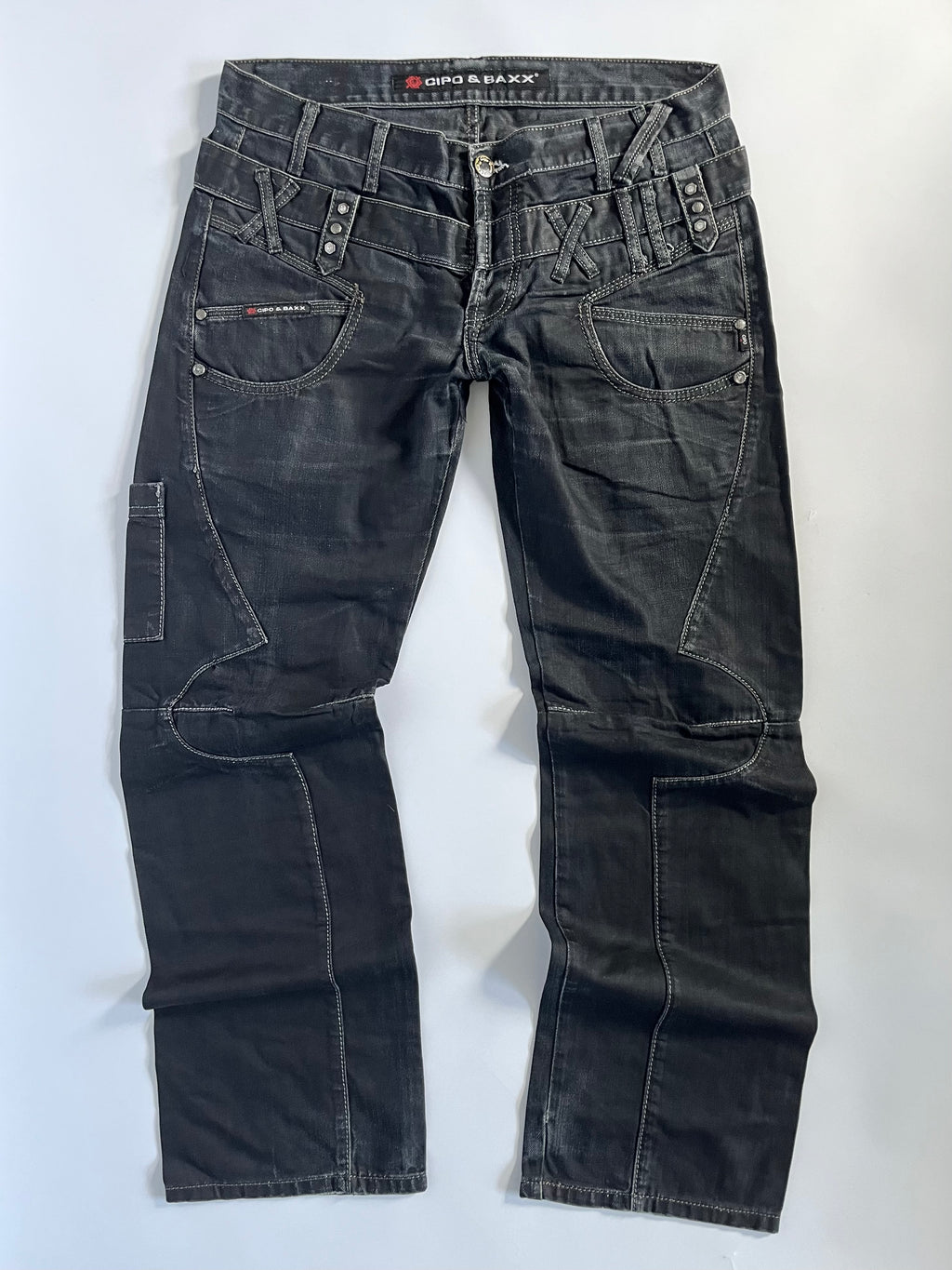 Black Japanese subversive straight leg jeans