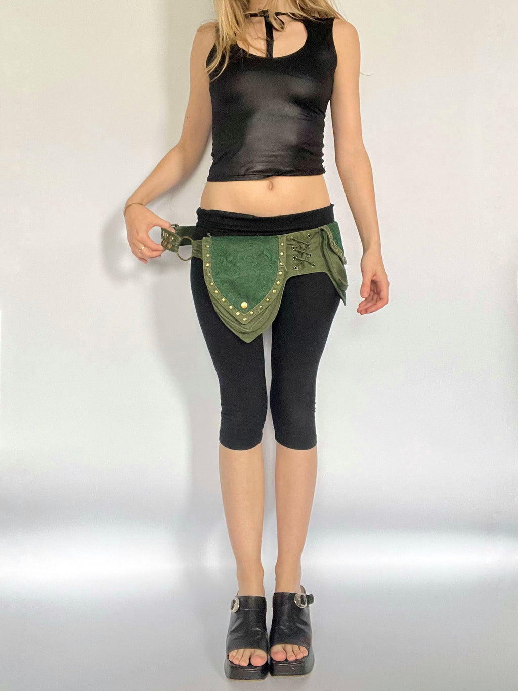 Green boho bum bag