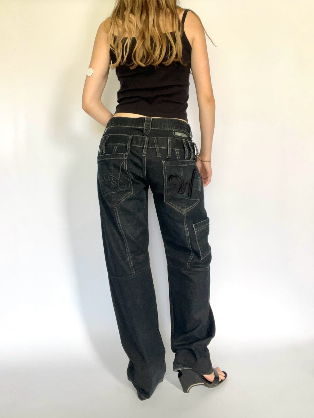 Black Japanese subversive straight leg jeans