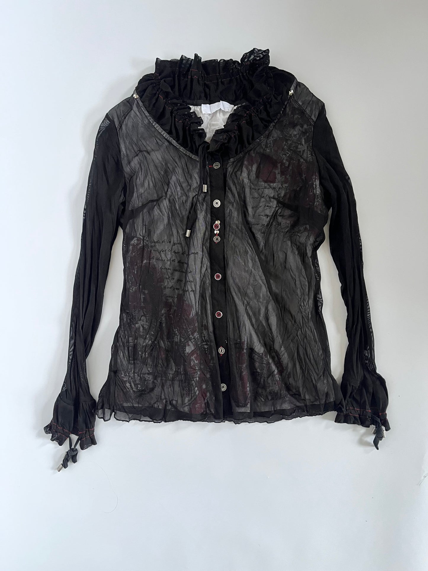 Mesh lace up cardigan