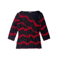 Black & red asymmetric 3/4 length sleeve top