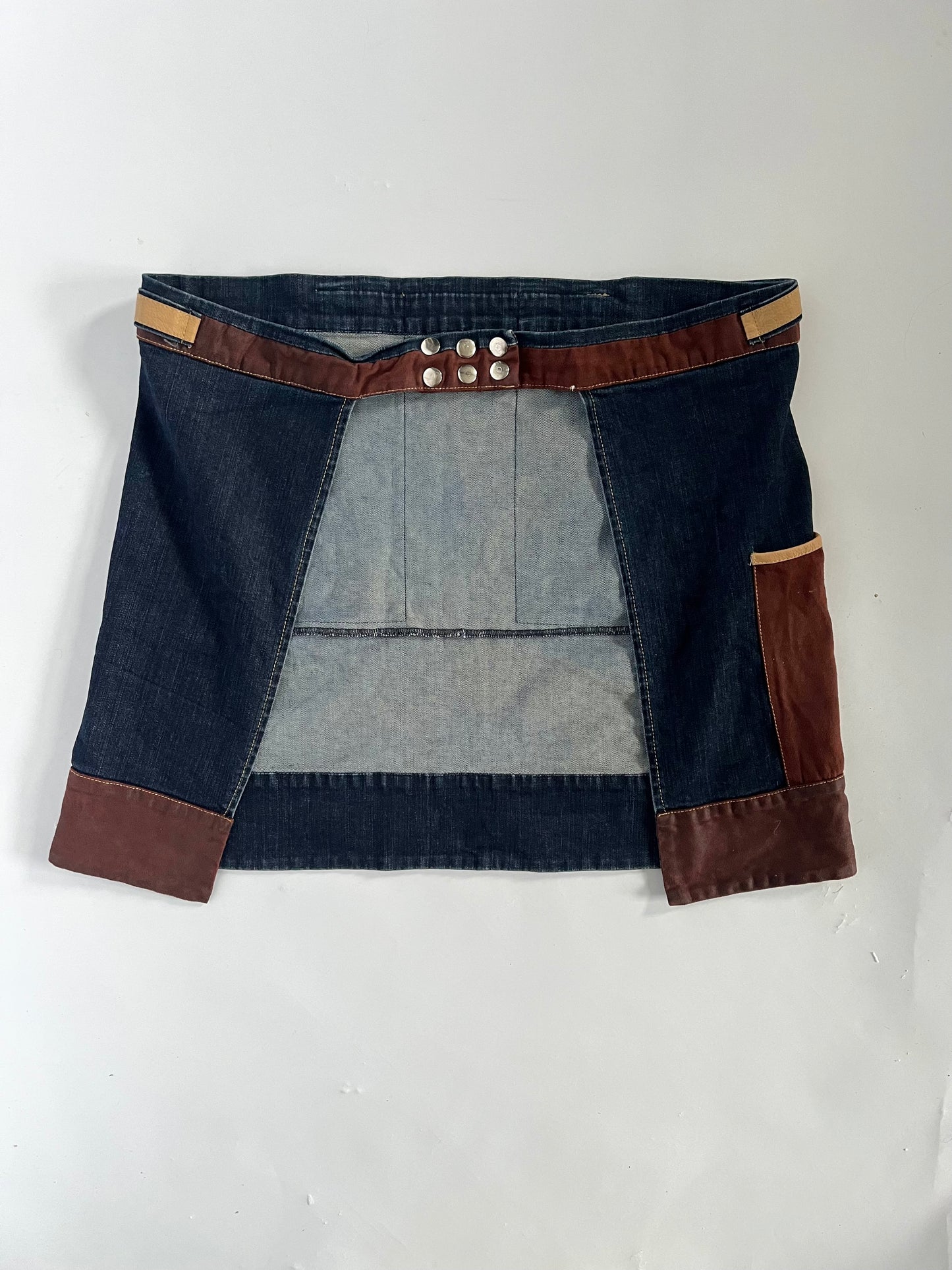 Denim utility belt skirt