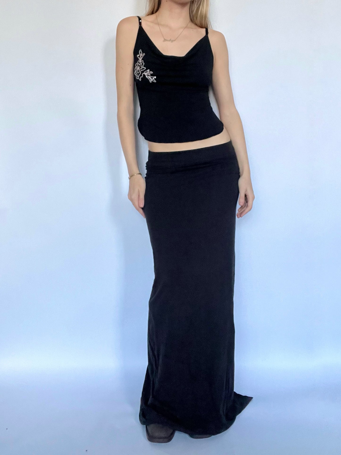 Blumarine sequin cowl neck cami top