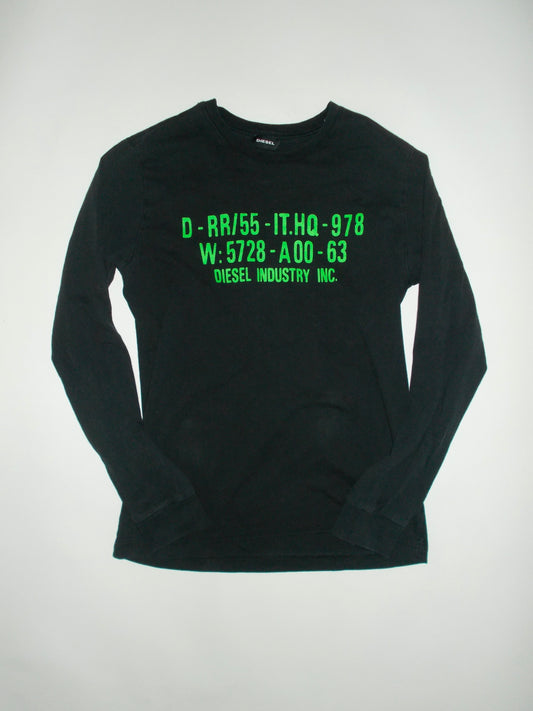 Diesel black long sleeve slogan top