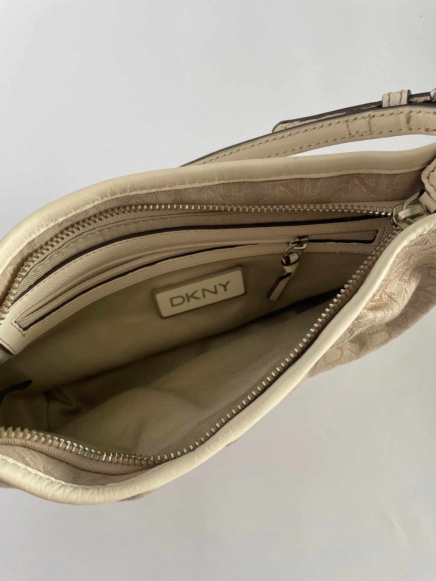 DKNY cream monogram mini bag