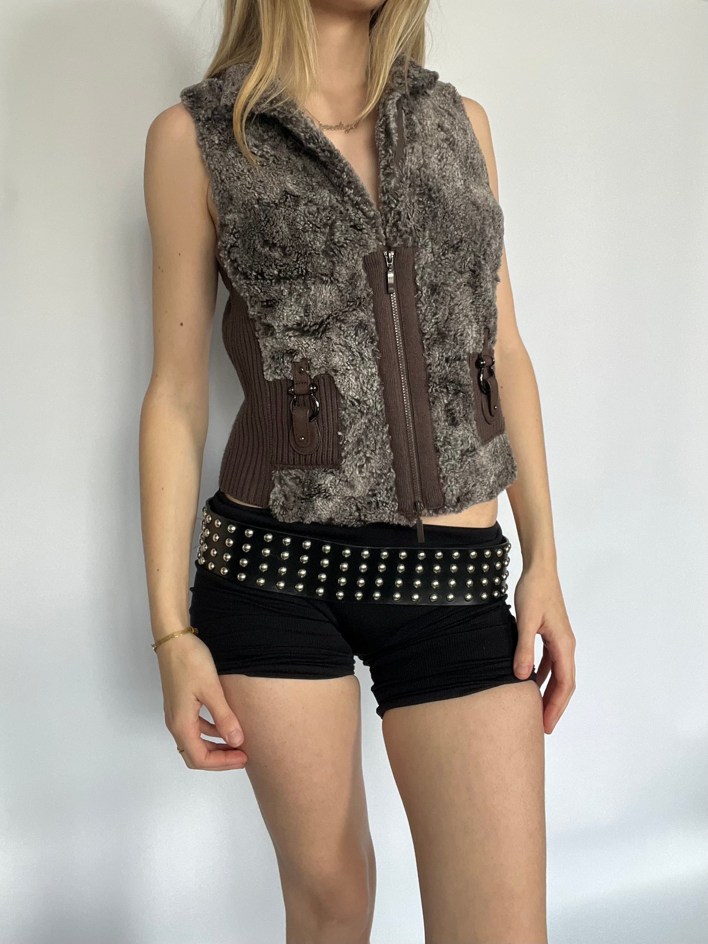 Faux fur zip up gilet
