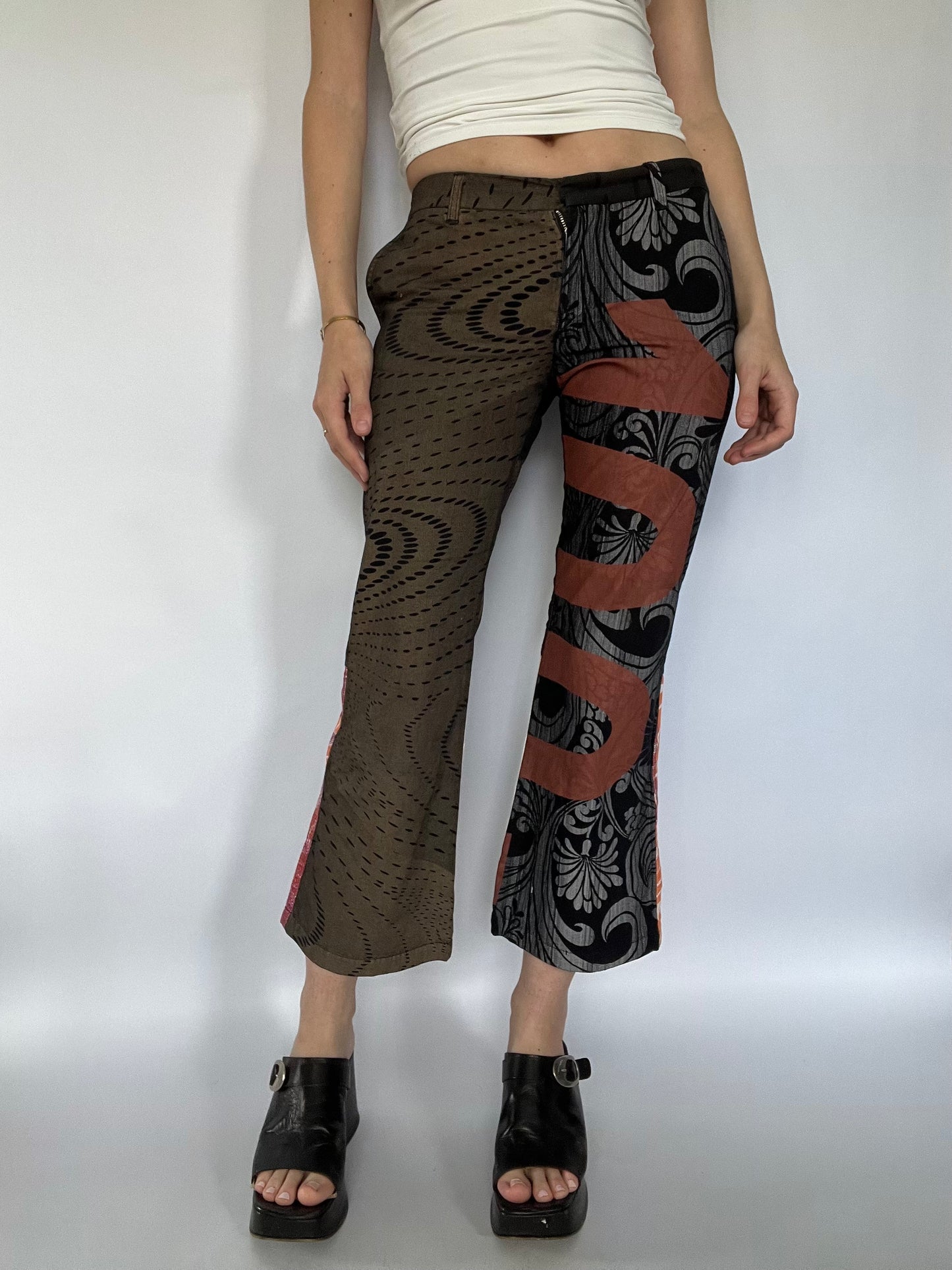 Custo Barcelona patchwork flare trousers