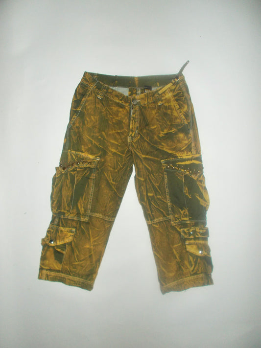 Tie dye studded cargo capris