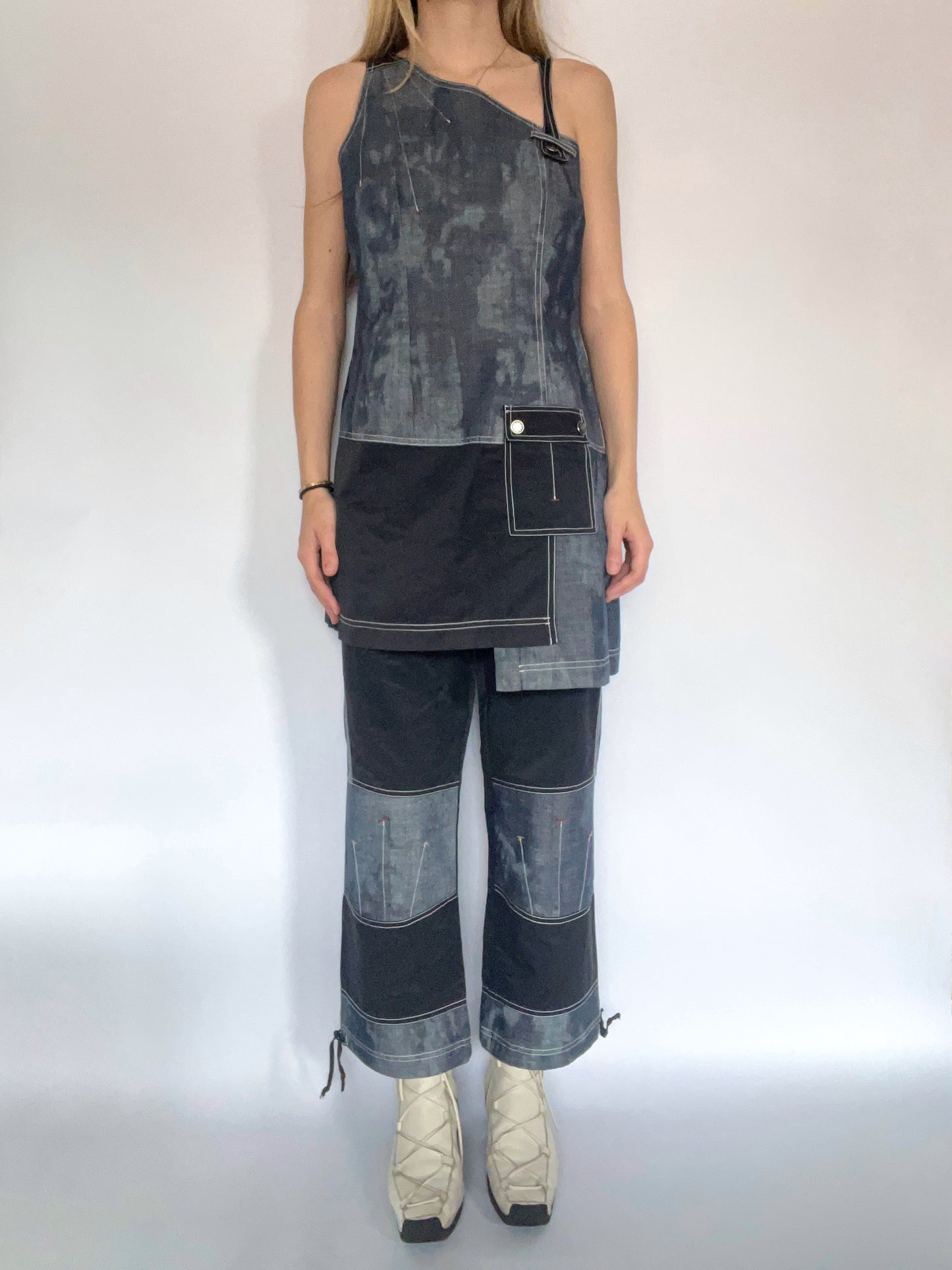 Denim & shell trouser set