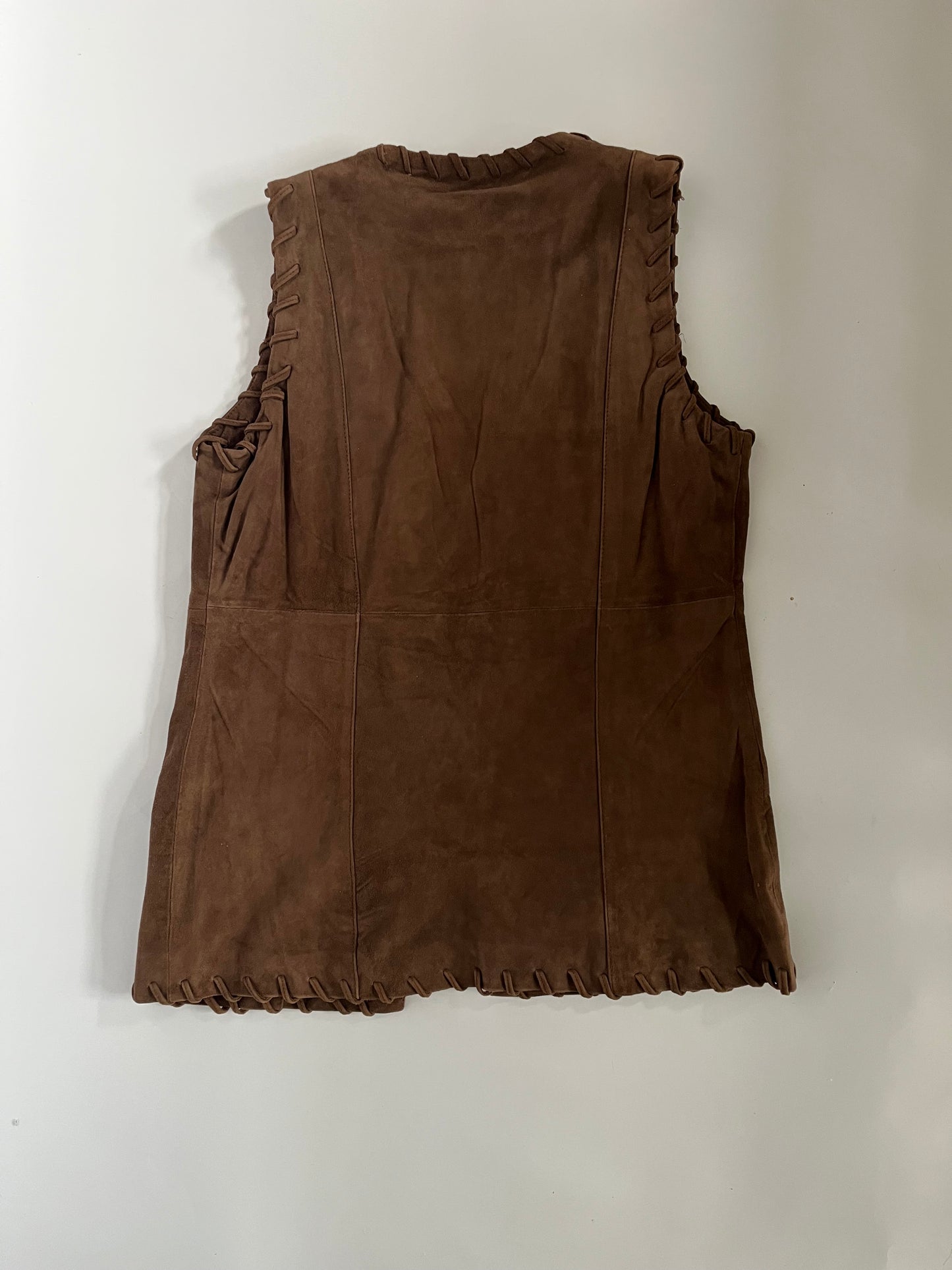 Brown suede tie vest