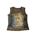 French graphic mesh back tank top