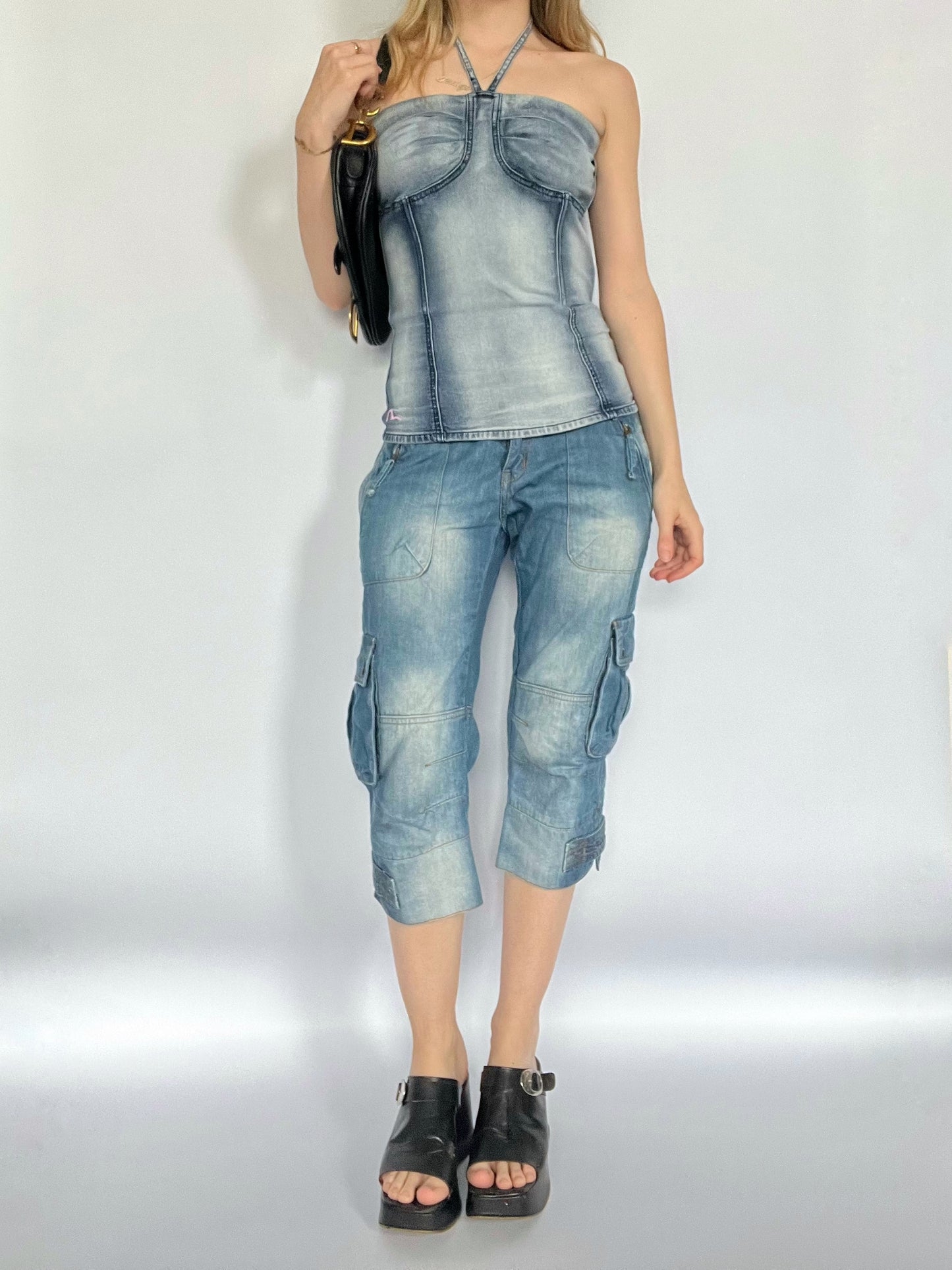 Rare 1990’s evisu denim halter neck