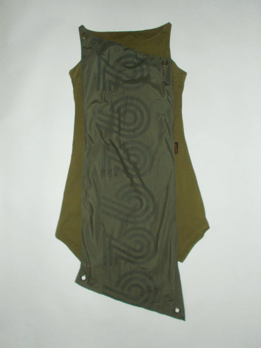 Khaki cargo grommet midi dress