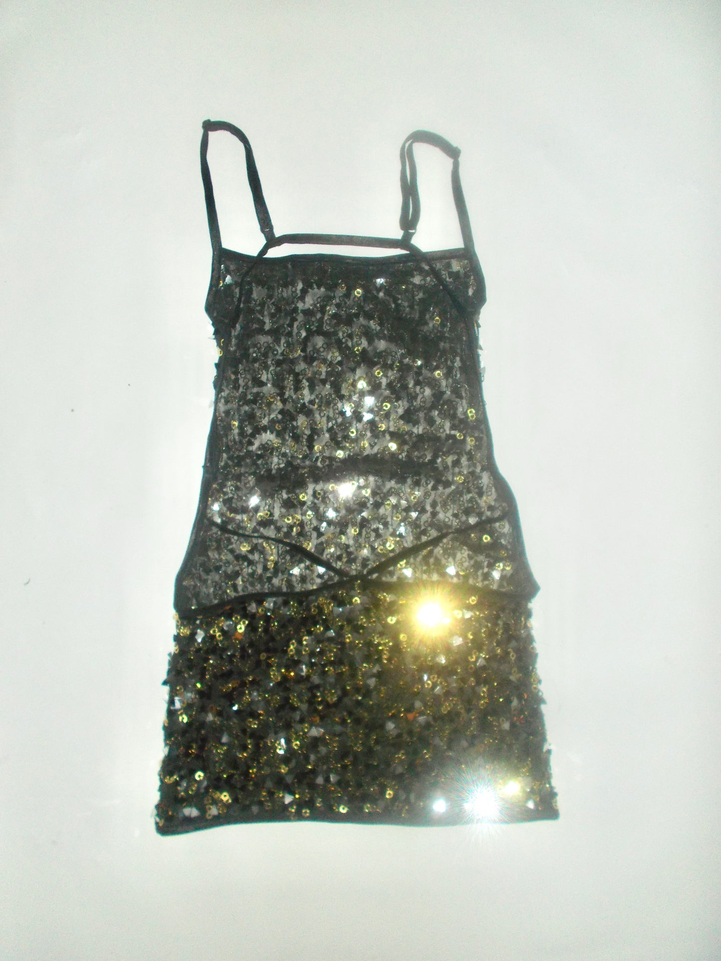 Sequin backless mesh mini dress