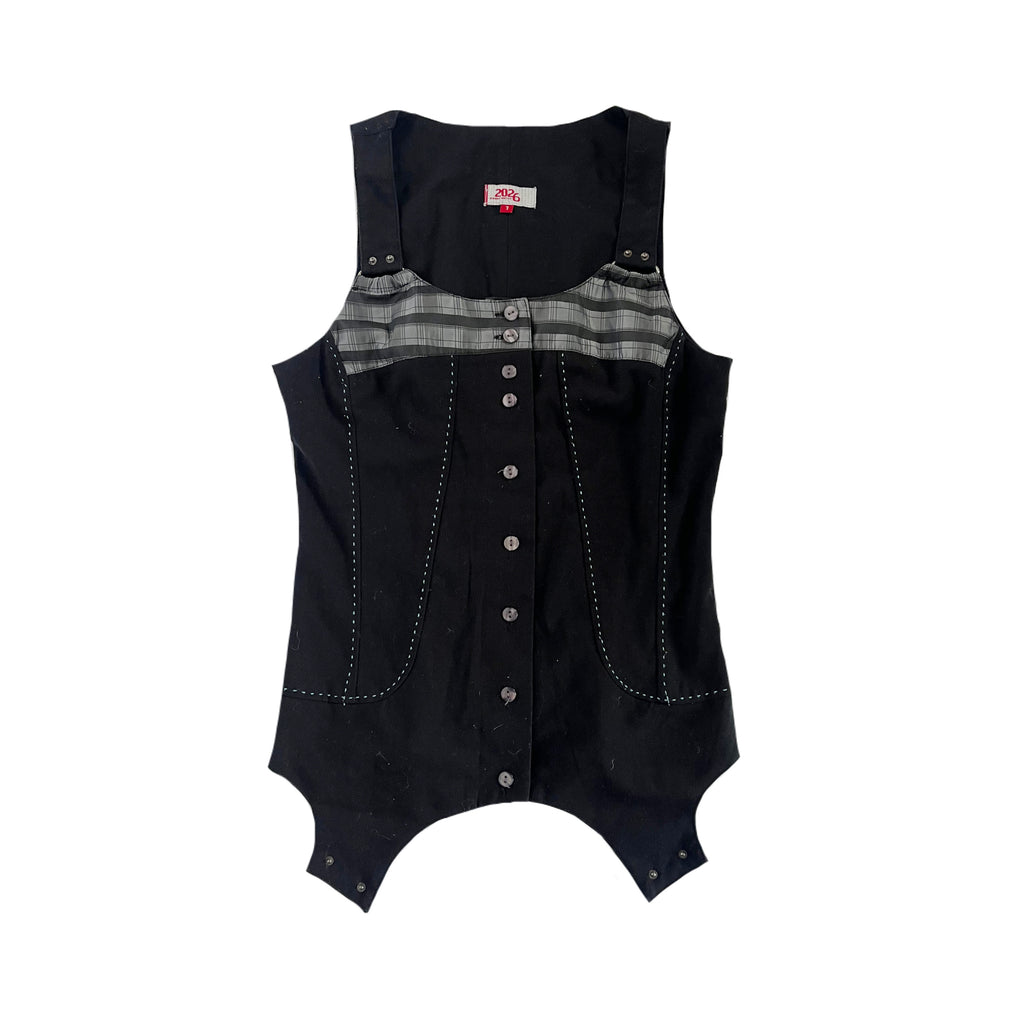 Tartan button up corset top