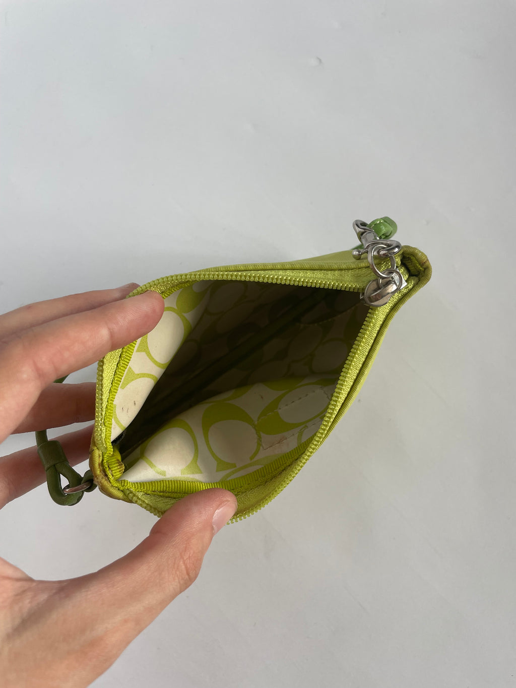2000’s coach lime green wallet charm